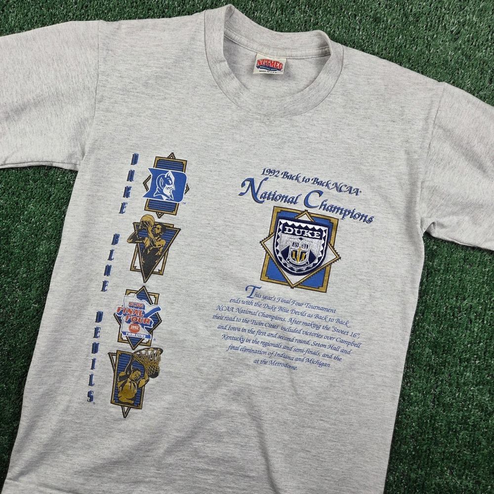 RARE Vintage Nutmeg Duke Blue Devils 1992 NCAA National Champions T-Shirt Mens M